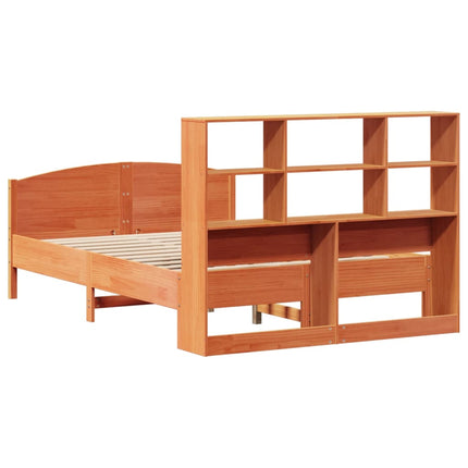 seng med reol uden madras 150x200cm massivt fyrretræ gyldenbrun