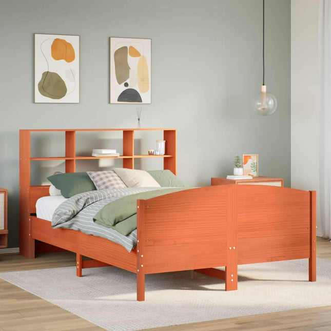 seng med reol uden madras 150x200cm massivt fyrretræ gyldenbrun