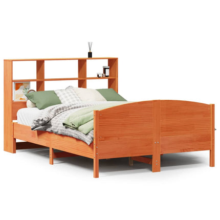 seng med reol uden madras 135x190cm massivt fyrretræ gyldenbrun