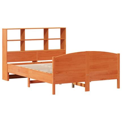 seng med reol uden madras 120x190cm massivt fyrretræ gyldenbrun