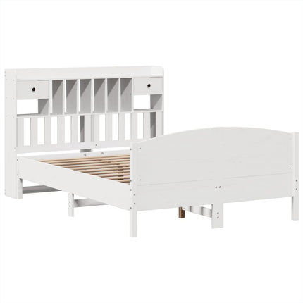 seng med reol uden madras 150x200 cm massivt fyrretræ hvid
