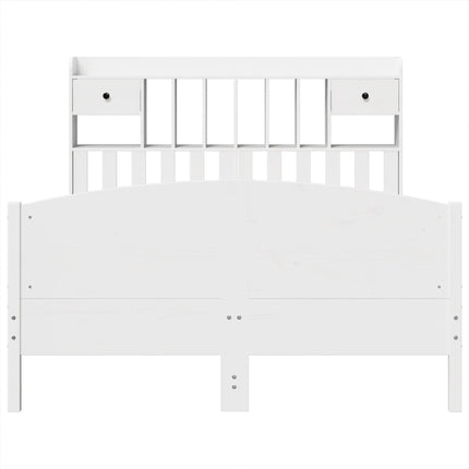 seng med reol uden madras 150x200 cm massivt fyrretræ hvid