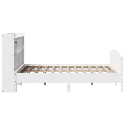 seng med reol uden madras 150x200 cm massivt fyrretræ hvid