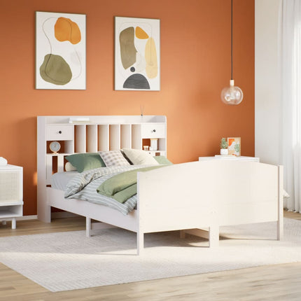 seng med reol uden madras 150x200 cm massivt fyrretræ hvid