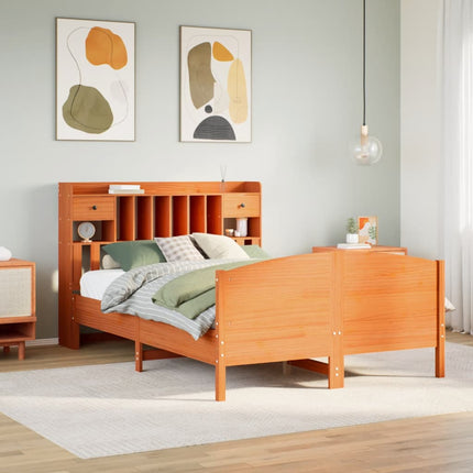 seng med reol uden madras 150x200cm massivt fyrretræ gyldenbrun