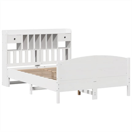 seng med reol uden madras 140x190 cm massivt fyrretræ hvid