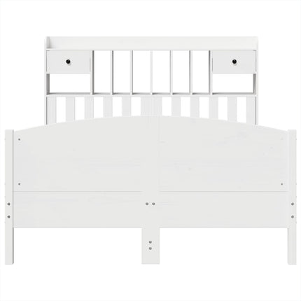 seng med reol uden madras 140x190 cm massivt fyrretræ hvid