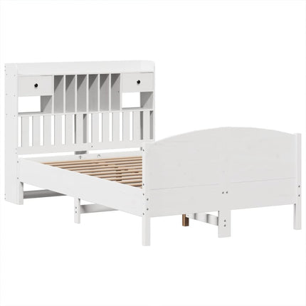 seng med reol uden madras 135x190 cm massivt fyrretræ hvid