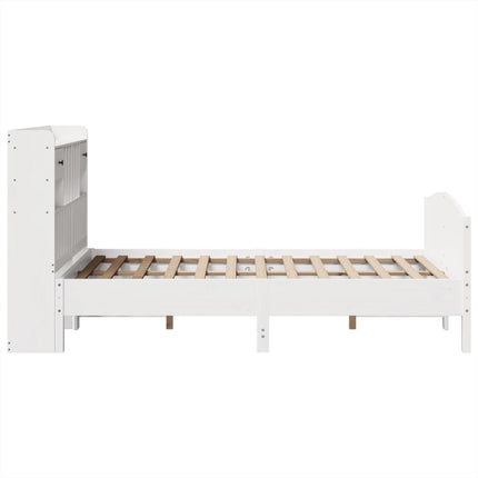 seng med reol uden madras 135x190 cm massivt fyrretræ hvid