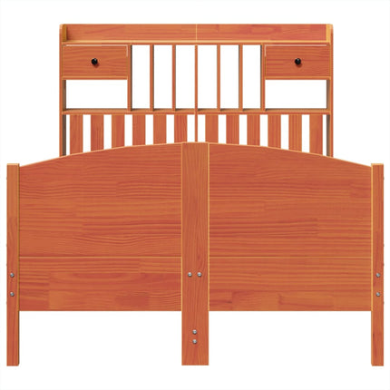 seng med reol uden madras 135x190cm massivt fyrretræ gyldenbrun