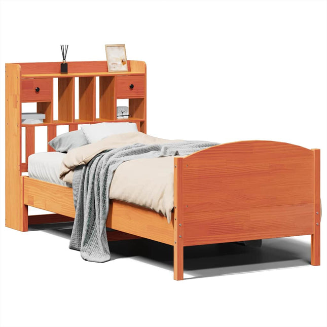 seng med reol uden madras 75x190 cm massivt fyrretræ gyldenbrun