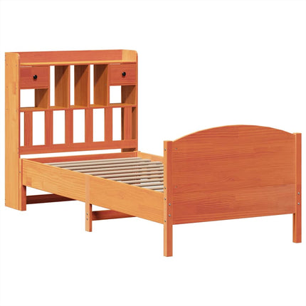 seng med reol uden madras 75x190 cm massivt fyrretræ gyldenbrun