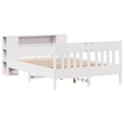 seng med reol uden madras 160x200 cm massivt fyrretræ hvid