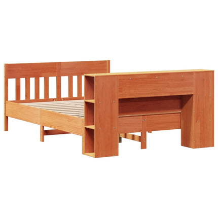 seng med reol uden madras 150x200cm massivt fyrretræ gyldenbrun