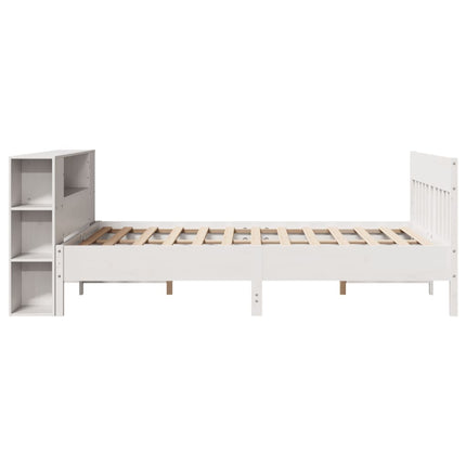 seng med reol uden madras 120x200 cm massivt fyrretræ hvid