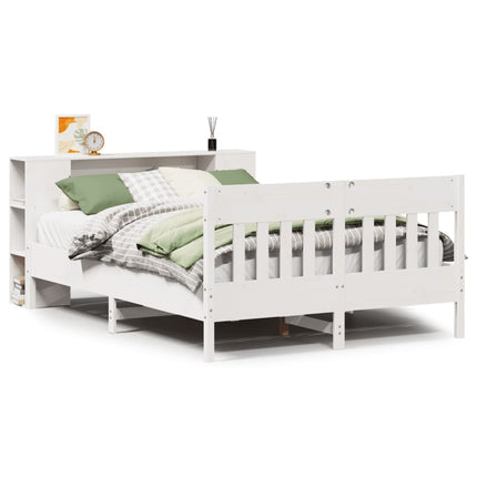seng med reol uden madras 140x190 cm massivt fyrretræ hvid