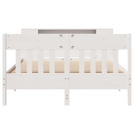 seng med reol uden madras 140x190 cm massivt fyrretræ hvid