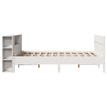 seng med reol uden madras 140x190 cm massivt fyrretræ hvid