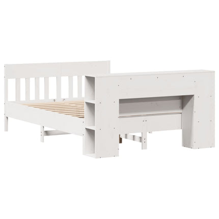 seng med reol uden madras 140x190 cm massivt fyrretræ hvid