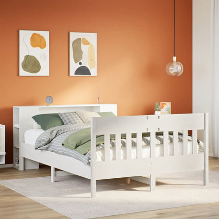 seng med reol uden madras 140x190 cm massivt fyrretræ hvid