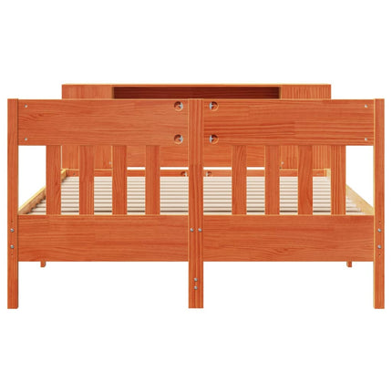 seng med reol uden madras 140x190cm massivt fyrretræ gyldenbrun
