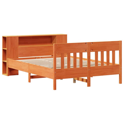 seng med reol uden madras 135x190cm massivt fyrretræ gyldenbrun