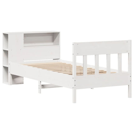 seng med reol uden madras 75x190 cm massivt fyrretræ hvid