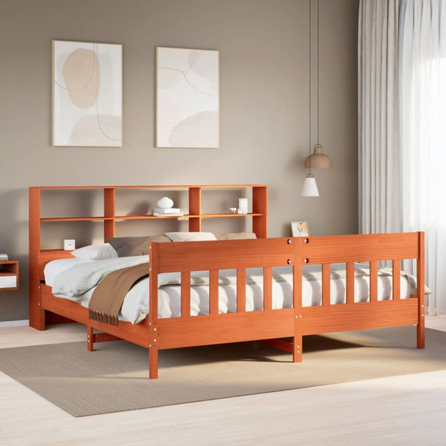 sengeramme uden madras 200x200 cm massivt fyrretræ gyldenbrun