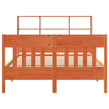 sengeramme uden madras 140x190 cm massivt fyrretræ gyldenbrun