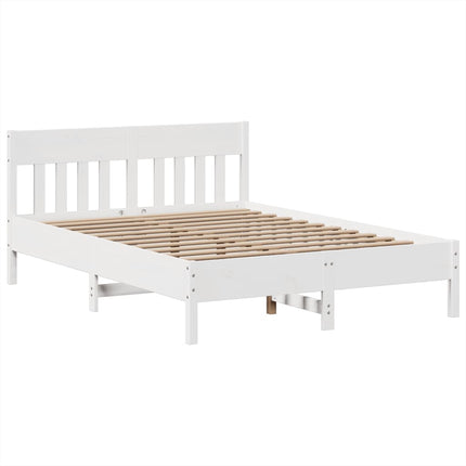 sengeramme uden madras 150x200 cm massivt fyrretræ hvid