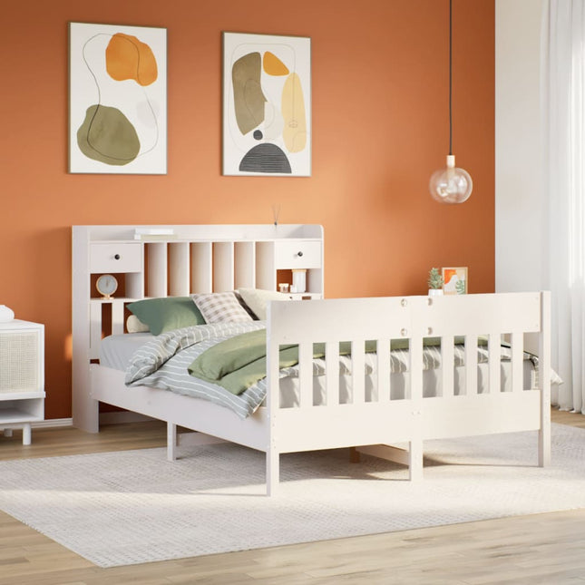 sengeramme uden madras 150x200 cm massivt fyrretræ hvid