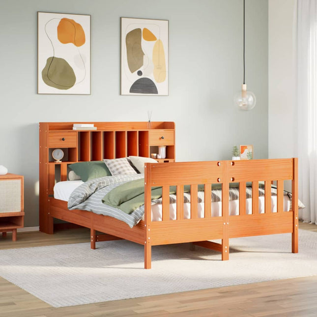 sengeramme uden madras 150x200 cm massivt fyrretræ gyldenbrun
