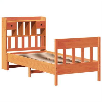 sengeramme uden madras 100x200 cm massivt fyrretræ gyldenbrun