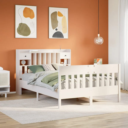 sengeramme uden madras 140x190 cm massivt fyrretræ hvid
