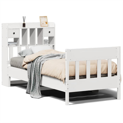 sengeramme uden madras 75x190 cm massivt fyrretræ hvid