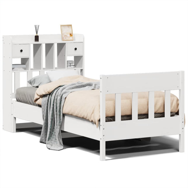 sengeramme uden madras 75x190 cm massivt fyrretræ hvid