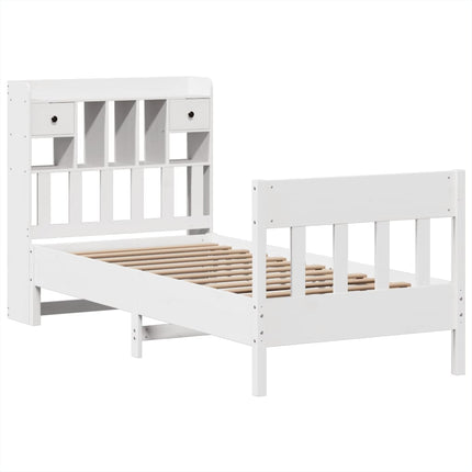 sengeramme uden madras 75x190 cm massivt fyrretræ hvid