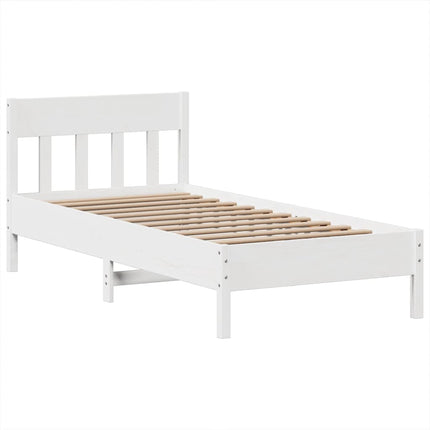 sengeramme uden madras 75x190 cm massivt fyrretræ hvid