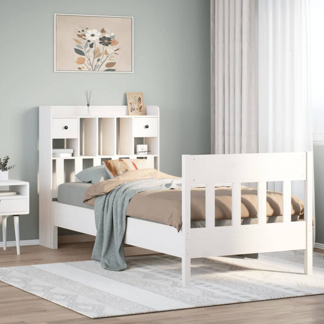sengeramme uden madras 75x190 cm massivt fyrretræ hvid