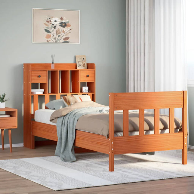 sengeramme uden madras 75x190 cm massivt fyrretræ gyldenbrun