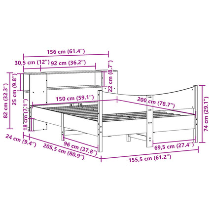 sengeramme uden madras 150x200 cm massivt fyrretræ gyldenbrun