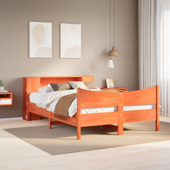 sengeramme uden madras 140x200 cm massivt fyr gyldenbrun