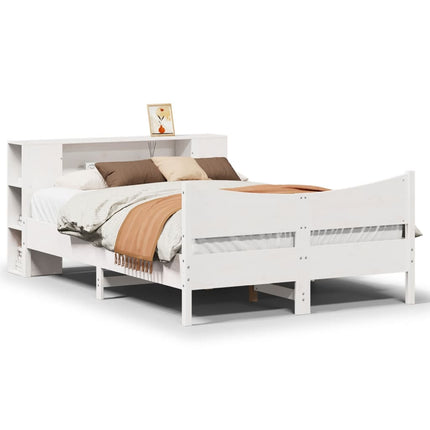 sengeramme uden madras 140x190 cm massivt fyrretræ hvid