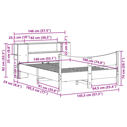 sengeramme uden madras 140x190 cm massivt fyrretræ gyldenbrun