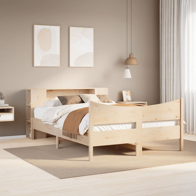 sengeramme uden madras 135x190 cm massivt fyrretræ hvid
