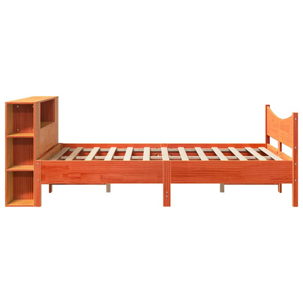 sengeramme uden madras 135x190 cm massivt fyrretræ brun