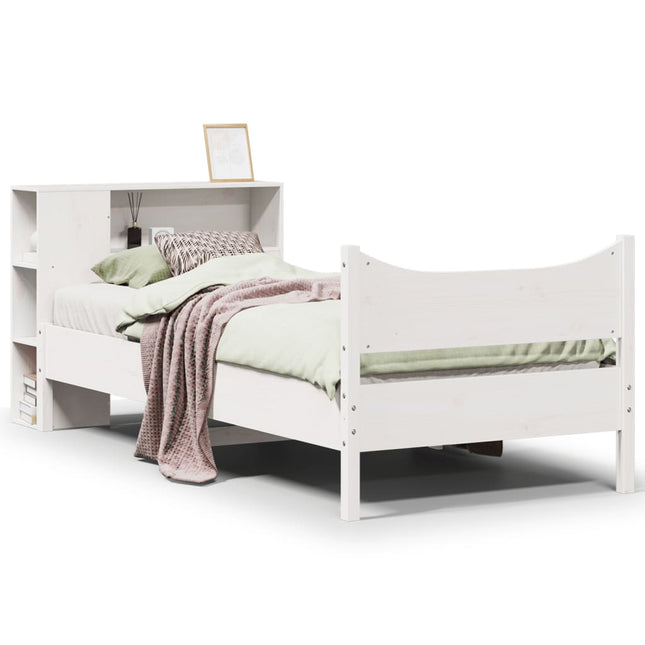 sengeramme uden madras 75x190 cm massivt fyrretræ hvid