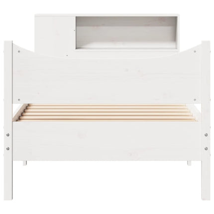 sengeramme uden madras 75x190 cm massivt fyrretræ hvid