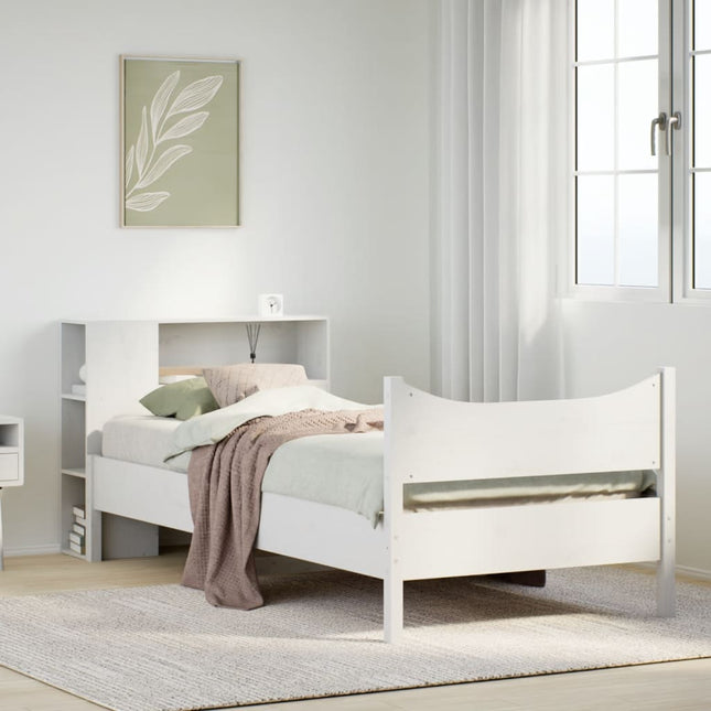 sengeramme uden madras 75x190 cm massivt fyrretræ hvid
