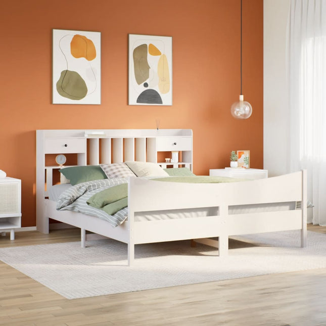 sengeramme uden madras 180x200 cm massivt fyrretræ hvid